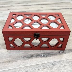 Rustic Burnt Orange Mirror Keepsake Box